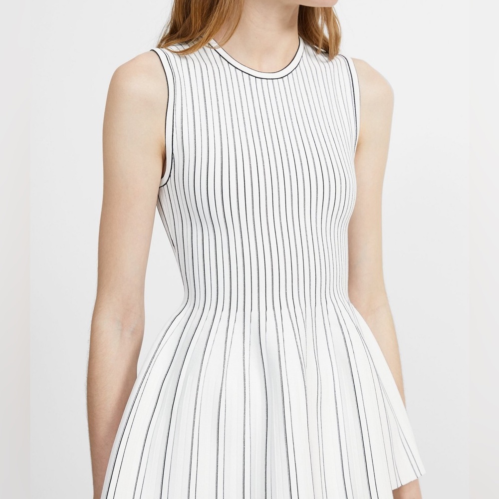 Theory White Striped Peplum Top